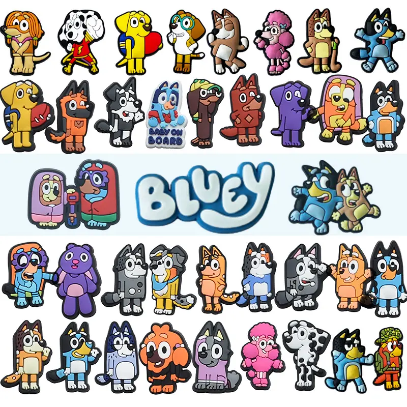 OEM/ODM venta al por mayor de alta calidad Pvc Anime Bluey dibujos animados zapato encanto zapatos perro bluey y bingo decoración amuletos de silicona encantos