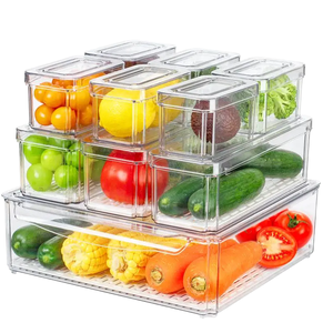 10 Pack Fridge Organizer, Stackable Refrigerator Bins with Lids, Drinks, Vegetable <strong>Storage</strong> <strong>Kitchen</strong> Transparent - Product Image 2
