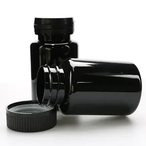 Vente en gros Bouteilles de capsules de médicaments en plastique noir Crc Pet