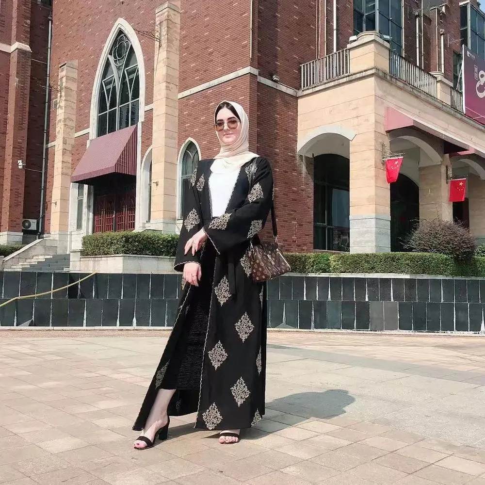 Vestido musulmán de Dubái, cárdigan bordado, kimono islámico, abaya árabe, Oriente Medio, novedad de 2019