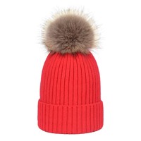 Chapeaux d'hiver à pompon en fausse fourrure, bonnet tricoté pour femmes