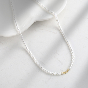 Collar de Perlas de Concha RINNTIN PSN09 al por Mayor, Collar con Cuentas Chapado en Oro de 14K, Collar con Dijes de Plata de Ley 925 para Mujer - Product Image 4