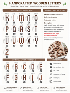 Letras del Alfabeto de Madera de Nogal Macizo de la A a la Z, Hechas a Mano, Ecológicas, Decoración Art <span class=keywords><strong>Deco</strong></span> para Letreros de Pared, Hogar, Bodas, Manualidades, Venta al Por Mayor - Product Image 6