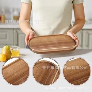 Oval Wooden Fruit Plate Acacia Wood Solid Wood Serving <b>Tray</b> For Snacks And <b>Tea</b> - Product Image 3