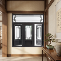 Fenêtre en alliage d'aluminium de style chinois ancien de luxe, à vitrage Low-E, isolante thermiquement, certifiée Energy Star, pour salon