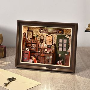 <strong>Post</strong> <strong>Office</strong> Studio Wooden DIY <strong>Toy</strong> Cabin Model House 3D Stereoscopic Puzzle Book Stand Handmade Assembled Building Blocks - Product Image 1