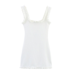 Ceci est une nouvelle <span class=keywords><strong>robe</strong></span> à licou tricotée à la mode, à la mode, à la forme et à l'oreille, de style d'été, blanche et <span class=keywords><strong>noire</strong></span>, simple et <span class=keywords><strong>courte</strong></span> - Product Image 2