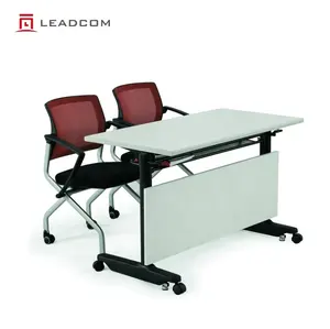 LEADCOM BERLIN LS-4-2 durable steel office furniture folding flip top moveable meeting room table conference room desk for sale