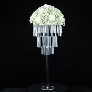 Zhuoyun Zhongshan Factory Clear Acrylic Crystal Flower Stand Table Decoration Wedding Centerpiece