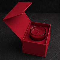 Pot en verre pour bougie de 12 oz, translucide rouge, écologique, résistant à la chaleur, avec couvercle et boîte cadeau avec logo personnalisé