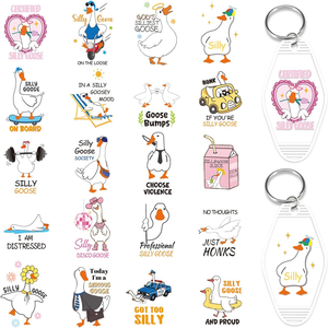 Pegatinas DTF UV Impermeables de Animales Divertidos al por Mayor, 80 Hojas, Calcomanías de Gansos con Forma Personalizada, Transferencia en Frío - Product Image 1