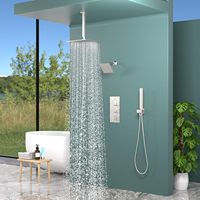 HOMEDEC Système de douche complet avec douches pluie 10 et 6 pouces, vanne inverseur thermostatique 3 voies, douchette à main et barre coulissante