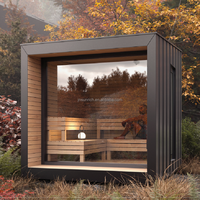 Ruang Sauna Kayu Solid Karbonisasi Profesional Bersertifikat untuk 2-4 Orang dengan Pemandangan Panorama untuk Taman
