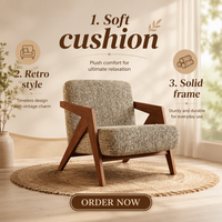 Fauteuil de salon et de balcon Richard Luxury, design moderne en bois massif, style rétro