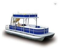 Luxe 25 pieds Double Decker Tritoon maison bateau avec cabine toboggan remorque moteur hors-bord surf pêche rivières aventure en plein air