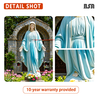 Statue de la Vierge Marie en marbre colorée grandeur nature BSA - Sculpture de la Vierge Marie sculptée à la main pour la décoration de l'église et du jardin