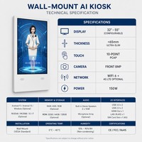 Kiosque numérique mural IA avec écran tactile capacitif interactif 32/55 pouces pour ascenseurs, avec CMS basé sur le cloud, OEM