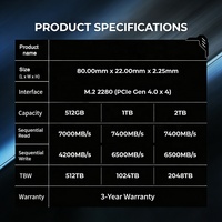 قرص صلب داخلي Walkdisk PCIe 4.0 SSD M.2 NVMe لجهاز PS5 بسعة 2 تيرابايت