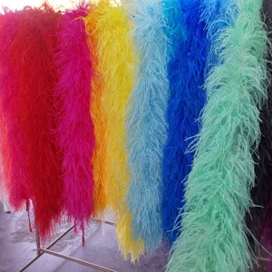 Good g 7Ply Dyed wholesales Supplier High Popular Big Cheap curly White Dyed feathers boas ostrich feather Boa For Wedding