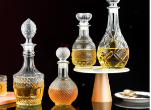 ขวดเหล้าแก้วใสทรงแจกันดีไซน์สร้างสรรค์ ขนาด 230 มล. 520 มล. 970 มล. พร้อมฝาปิด สำหรับวิสกี้ เหล้า ไวน์ - Product Image 2