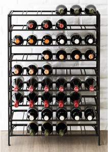9-Tier Freestanding Black Metal Wine <b>Rack</b> and Beverage <b>Bottle</b> <b>Storage</b> Shelf Home Furniture with Mail Order Packing Included - Product Image 5