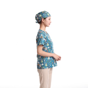 100% cotone albero animale stampa donne Scrub medico infermiere ospedale uniforme Scrub set alla moda medico uniforme medico uniforme - Product Image 3