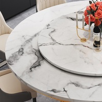 Table à manger nordique en marbre, style moderne et luxueux, avec plaque chauffante à induction, plateau tournant, en acier inoxydable plaqué or, pour restaurant, 6 places