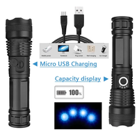 Lampe de poche tactique à zoom à mise au point réglable haute puissance P50 torche rechargeable lampe de poche LED 2000LM lampe de poche tactique portable