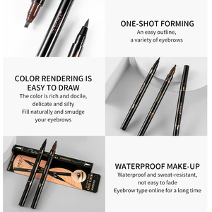 Crayon à sourcils Eyeliner imperméable rétractable 2-en-1 de haute qualité Design <span class=keywords><strong>3D</strong></span> à trois fourchettes inspiré des minéraux bruns pour le maquillage des yeux - Product Image 3
