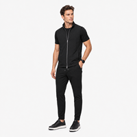 Ensemble de 3 pièces avec logo personnalisé, veste, t-shirt en coton mercerisé pour homme, tenue décontractée, survêtement sportif