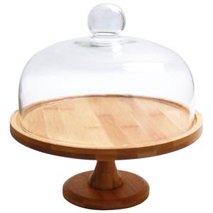 Yaratıcı şeffaf cam kapak kek tepsisi tatlı masa ekran için doğal bambu meyve tabağı ekmek tabağı kek <span class=keywords><strong>stand</strong></span>ı araçları - Product Image 5