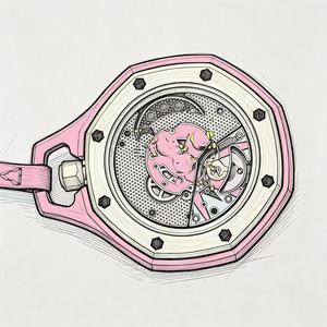 Montre Pendentif Octogonale de Luxe Édition <span class=keywords><strong>Huit</strong></span> Blanc avec Accents Arc-en-ciel, Cadran Gaufré, Breloque de Sac, Montre Mécanique Artistique en Forme de Collier - Product Image 6