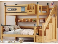 Massives Etagen bett aus Holz mit integriertem Bett Aufbewahrung Massivholz Natur Eiche Holz Farbe auf und ab Etagen bett
