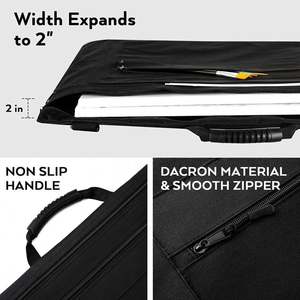 Échantillon gratuit de sac de présentation d'art, 20x26 pouces, étui de présentation d'art en toile noire avec bandoulière amovible, coins en cuir - Product Image 3