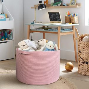 Panier de rangement pour jouets d'enfants, panier en corde tressée pour couvertures de chambre d'enfant avec poignées, organisateur pour peluches et panier pour jouets de chien - Product Image 4
