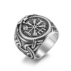 Retro Nordic style Viking rune <b>titanium</b> steel <b>ring</b> for men, large size, unique Celtic rune jewelry. - Product Image 1