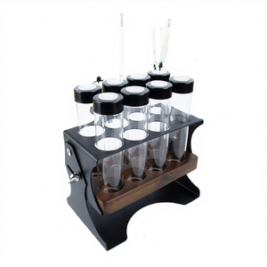 8pcs Clear <b>Glass</b> Single Dose Coffee Bean <b>Storage</b> Tubes Set Airtight Valve -Jar with Metal Bracket for Kitchen Cafe - Product Image 3