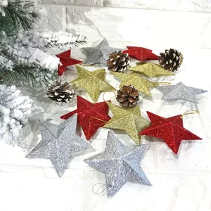 Ornements <span class=keywords><strong>de</strong></span> <span class=keywords><strong>Noël</strong></span> en forme d'étoile à cinq branches dorée scintillante <span class=keywords><strong>de</strong></span> 5 cm, pendentif pentagramme pour arbre <span class=keywords><strong>de</strong></span> <span class=keywords><strong>Noël</strong></span>, <span class=keywords><strong>décoration</strong></span> <span class=keywords><strong>de</strong></span> fête à domicile - Product Image 1