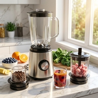 Blender portable en acier inoxydable 3 vitesses 800W avec vitesse variable, mixeur anti-fuite pour jus et smoothies, pour usage domestique