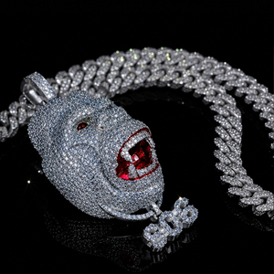 Colgante de Gorila de Plata de Ley 925 con Moissanita y Ojos Rojos 3D, Estilo Hip Hop para Hombres, Streetwear y Rapper - Product Image 2