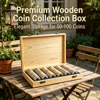 Coffret à monnaie en bois personnalisé, anti-poussière et anti-humidité, en pin, pour 100 pièces.