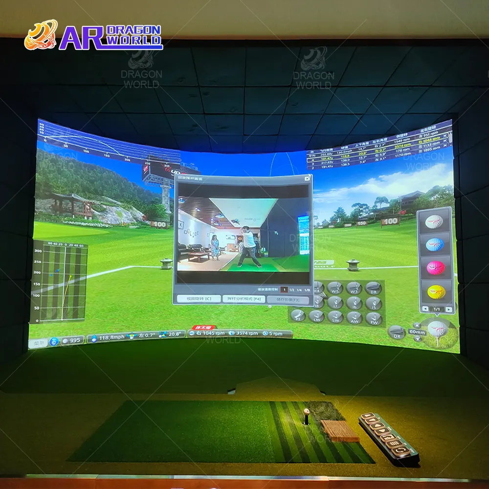 Hồng ngoại Golf Simulator thông minh đánh golf đào tạo Viện trợ trong nhà phạm vi AR Golf trò chơi