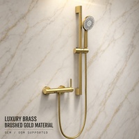 Ensemble de douche de luxe en laiton doré pour salle de bain, avec robinet cascade à levier simple, pour eau froide et chaude