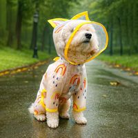 Bärenmuster Kapuzen-Hunde-Regenmantel mit Ohrlöchern, Wasserdichter Leichter Sommer-Poncho für Kleine & Mittelgroße Hunde