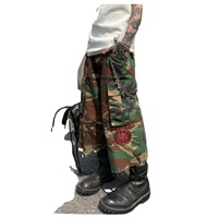 LARSUR Custom Factory Cotton Ripstop Nylon Camo Cropped Capri Cargo Camo Pants 7/8 Length Baggy Skate Camo Jeans Shorts Jorts
