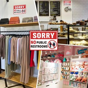 Segnale di sicurezza per bagni pubblici, adesivo autoadesivo facile da applicare per negozi e caffè - Product Image 2