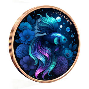 Monete in Rame da 5 Once, Metallo ad Alto Rilievo, Cinque Once <span class=keywords><strong>Troy</strong></span>, Rame Puro .999, Medaglia Colorata a Forma di Pesce Rosso Portafortuna - Product Image 4