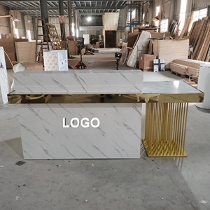 Mostrador de recepción blanco, salón de belleza, esquina en L, muebles de salón curvos, mostrador de recepción pequeño, mostrador de recepción, mostrador de recepción, escritorio delantero, - Product Image 5