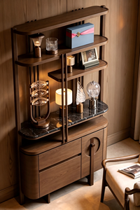 Mueble Bar Moderno de Madera con Encimera de Mármol y Cajones de Almacenamiento para Sala de Estar o Dormitorio - Product Image 1