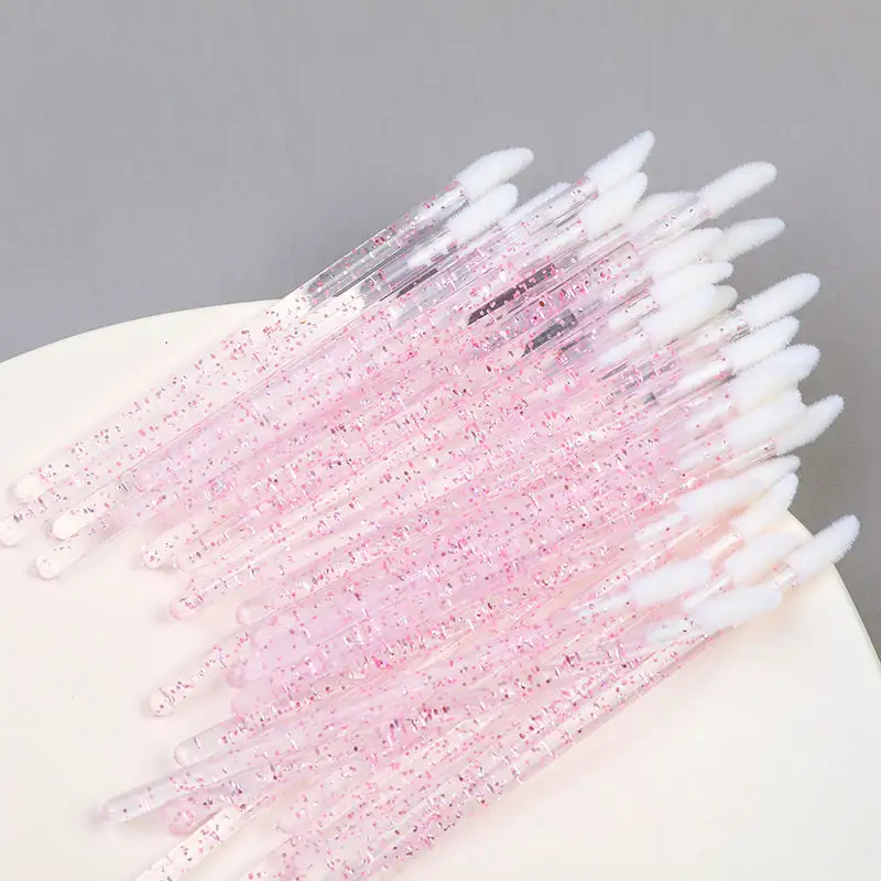 Disposable Pink Lip Brushes Glitter Makeup Brush Lipstick Lip Gloss Wands Applicator Brush